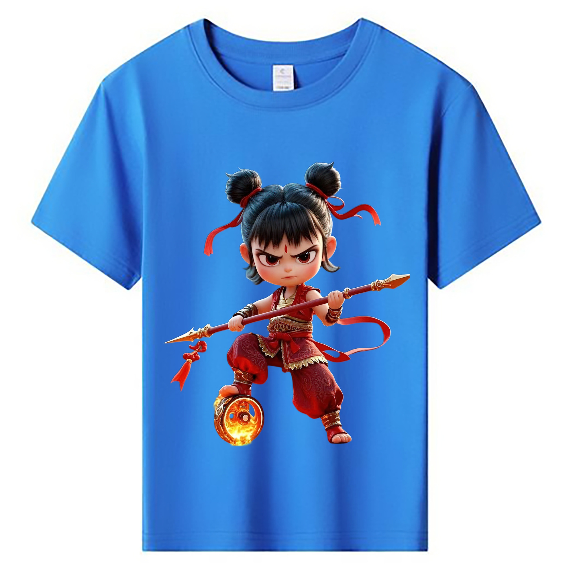 （画像用） Ne Zha 2 ナタ 魔童の大暴れ 綿100％キッズTシャツ（フロントプリント）